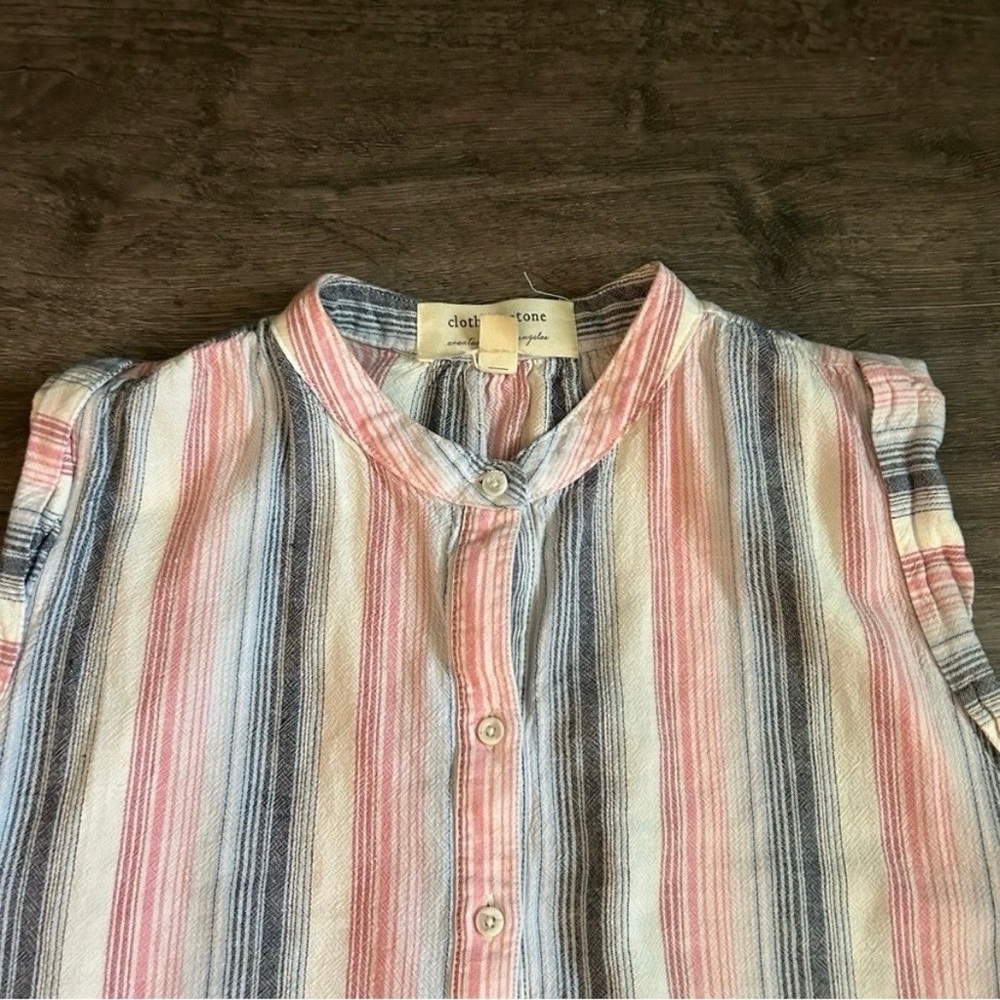 Women's Cloth & Stone Anthropologie Linen Sleeveless Shirt Dress Size Medium - Picture 2 of 7
